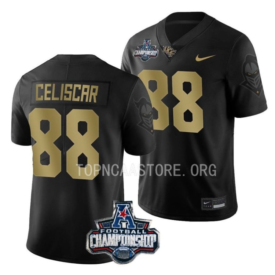 ucf knights josh celiscar black 2022 acc championship gold jersey scaled