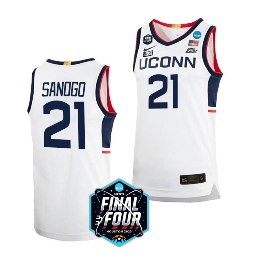 uconn huskies adama sanogo 2023 ncaa final four mens basketball white jersey scaled