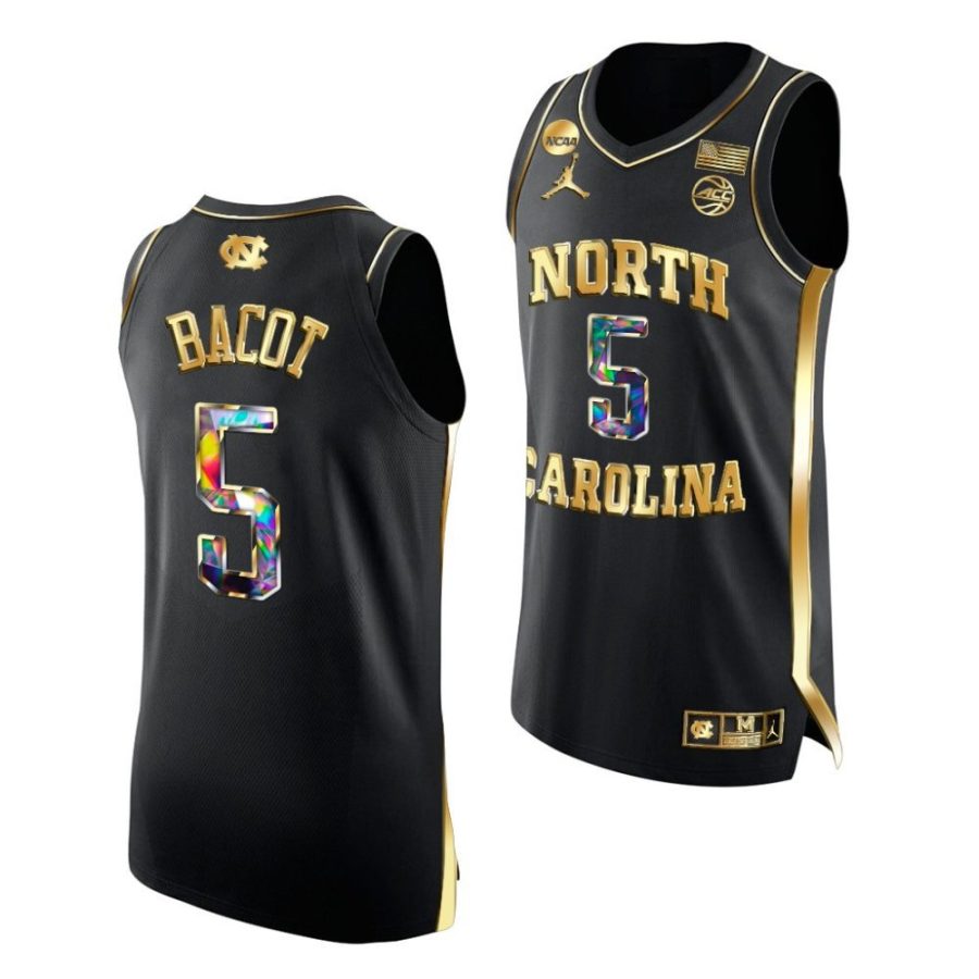 unc basketball armando bacot 2022 ncaa march madness golden diamond edition black jersey scaled