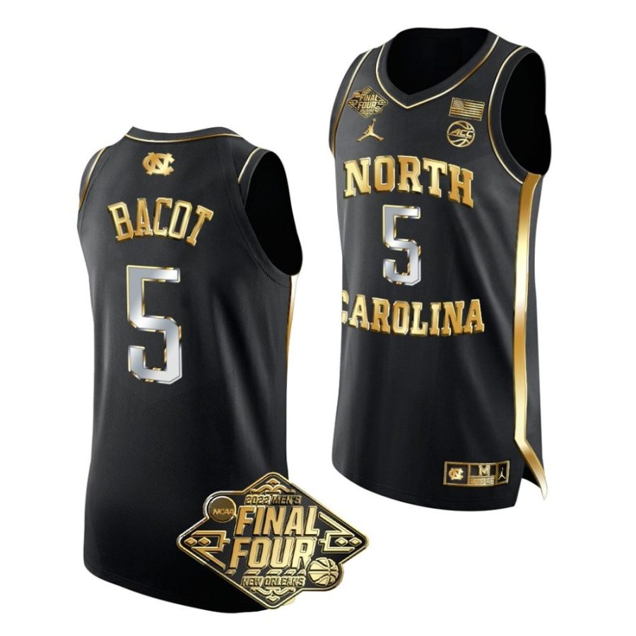 unc carolina armando bacot 2022 march madness final four golden edition black jersey scaled