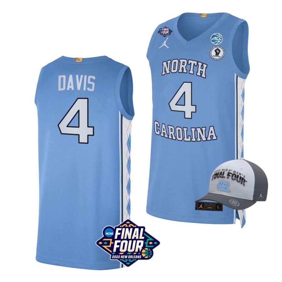 unc carolina basketball r.j. davis 2022 march madness final four free hat blue jersey scaled