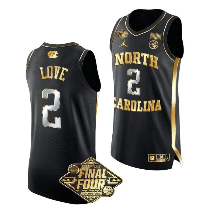 unc carolina caleb love 2022 march madness final four golden edition black jersey scaled