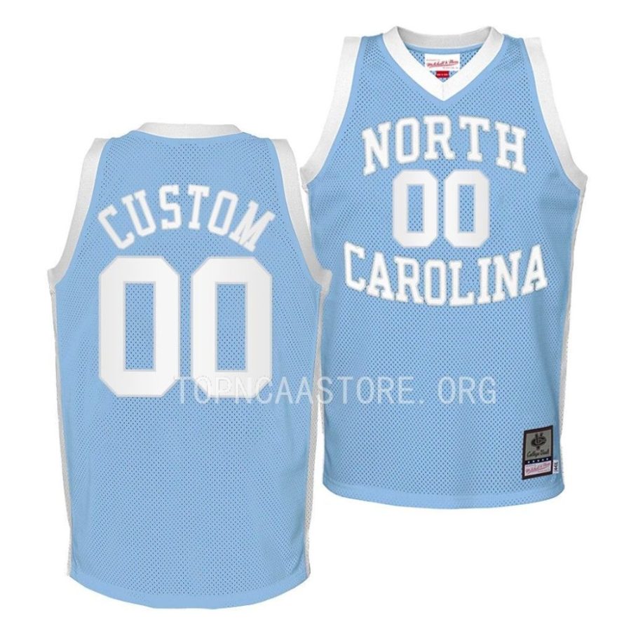 unc tar heels custom 2022 23 blue throwback youth jersey scaled