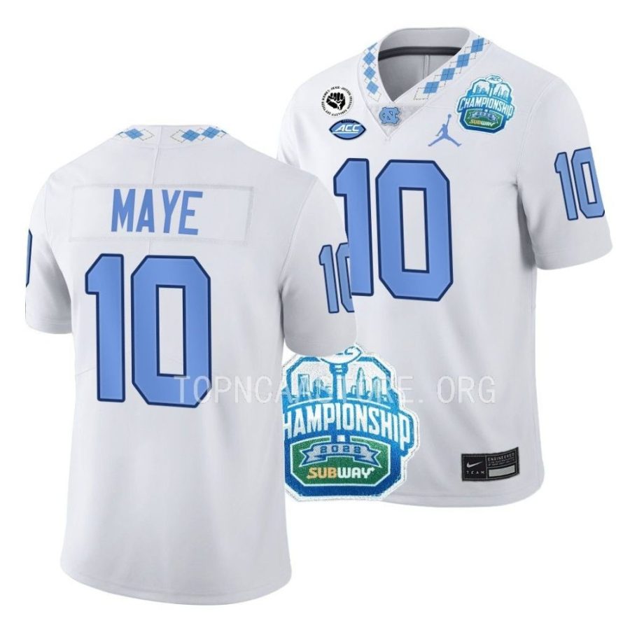 unc tar heels drake maye white 2022 acc championship limited football jersey scaled