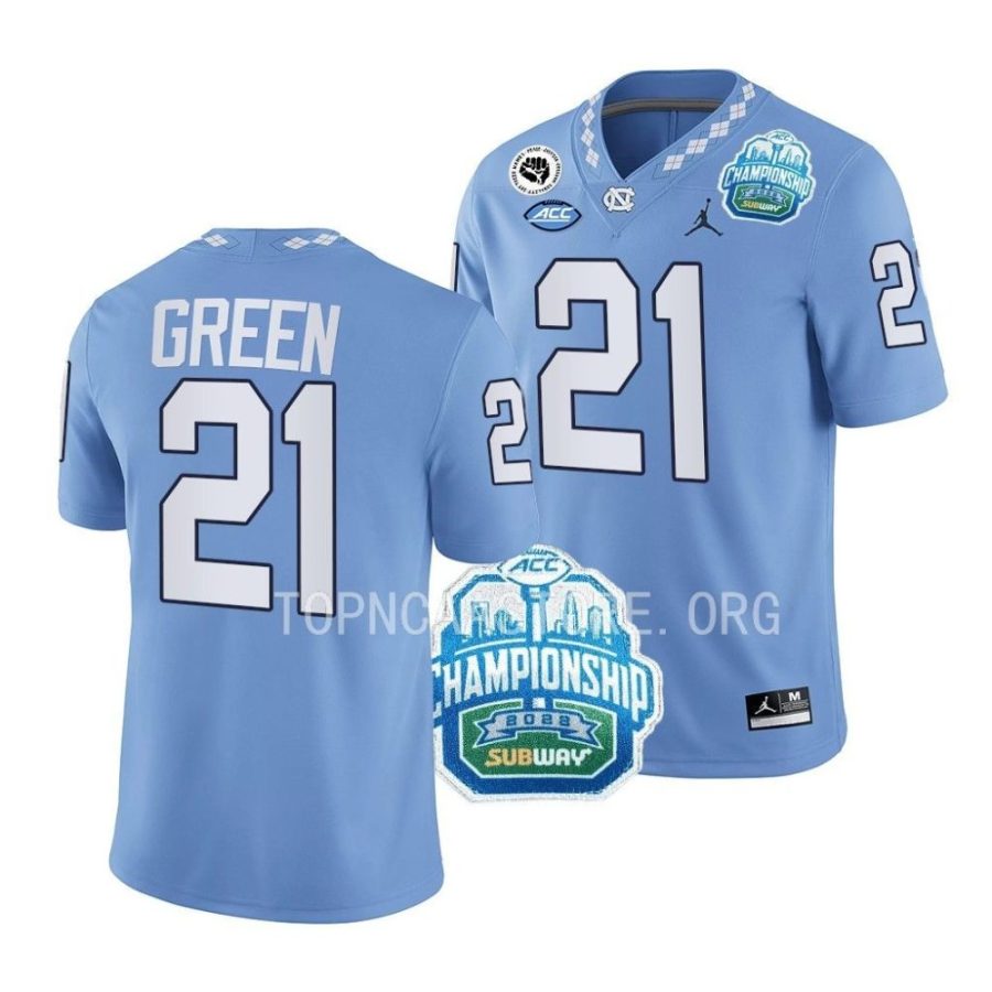 unc tar heels elijah green blue 2022 acc championship college football jersey scaled