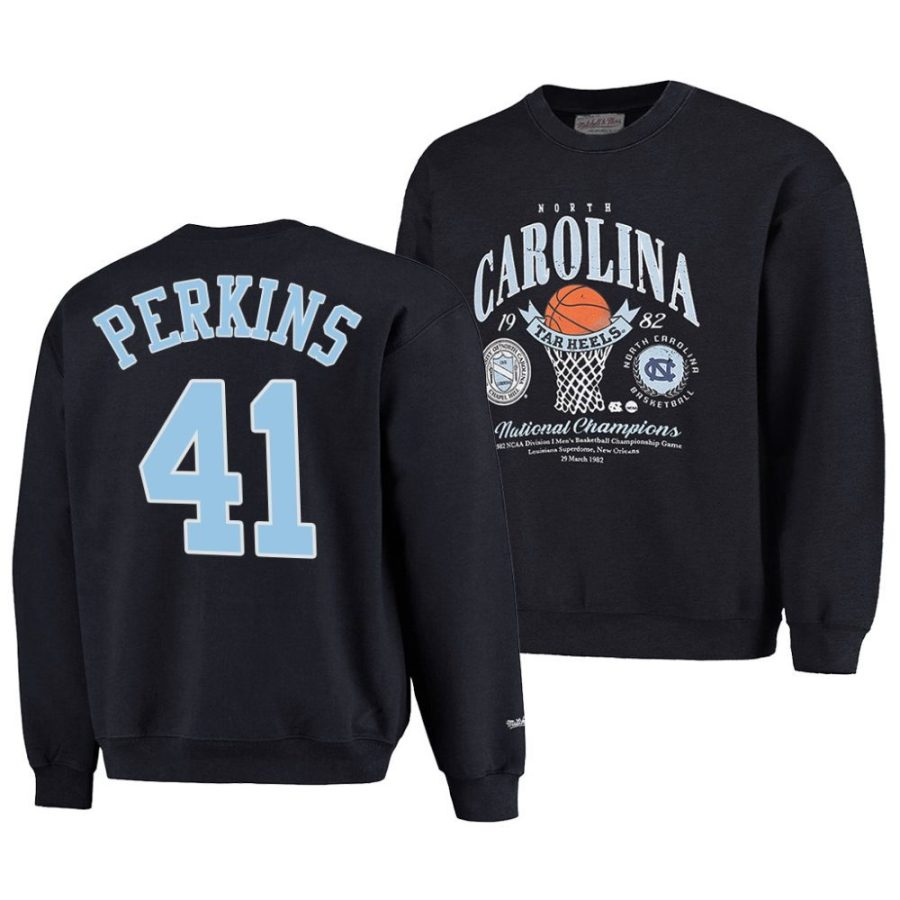 unc tar heels sam perkins black ncaa 82 champs premium crew jumpervintage wash sweatshirt scaled