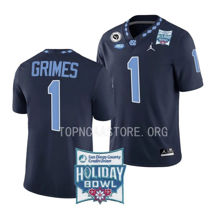 unc tar heels tony grimes navy 2022 holiday bowl alternate football jersey scaled