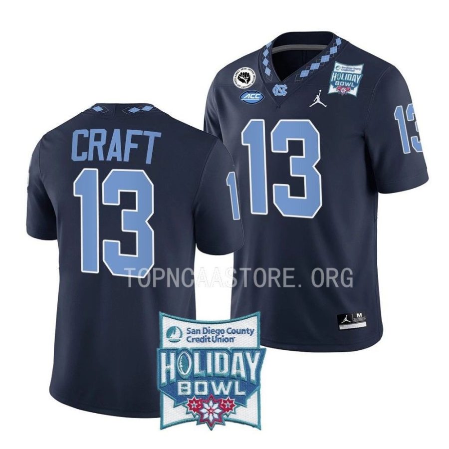 unc tar heels tylee craft navy 2022 holiday bowl alternate football jersey scaled