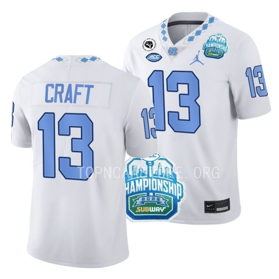 unc tar heels tylee craft white 2022 acc championship limited football jersey scaled