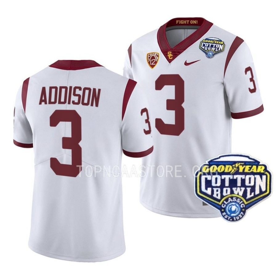 usc trojans jordan addison white 2023 cotton bowl college football jersey scaled