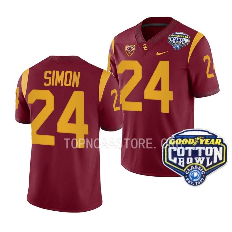 usc trojans julien simon cardinal 2023 cotton bowl college football jersey scaled