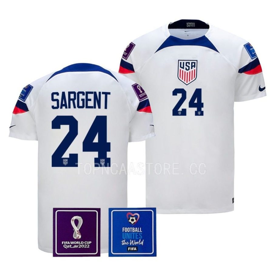 usmnt josh sargent white fifa world cup 2022 kit jersey scaled