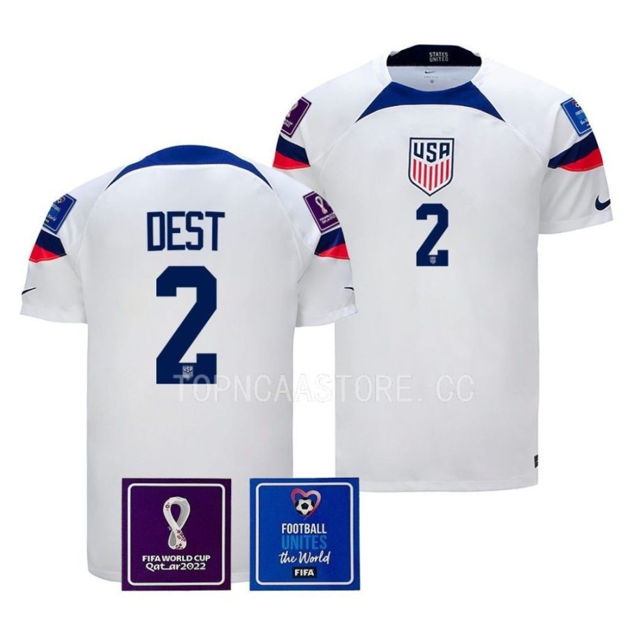 usmnt sergino dest white fifa world cup 2022 kit jersey scaled