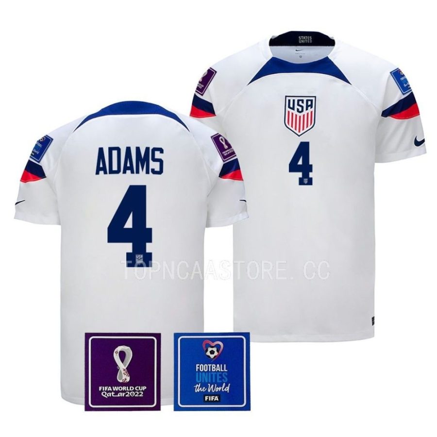 usmnt tyler adams white fifa world cup 2022 kit jersey scaled