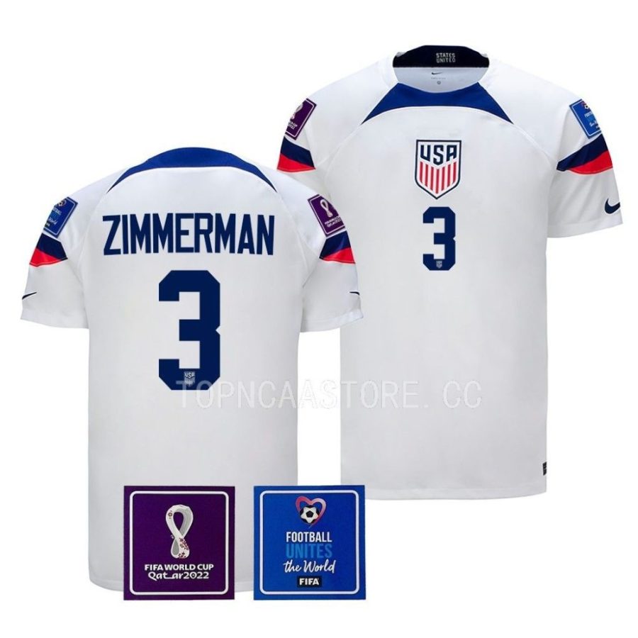 usmnt walker zimmerman white fifa world cup 2022 kit jersey scaled