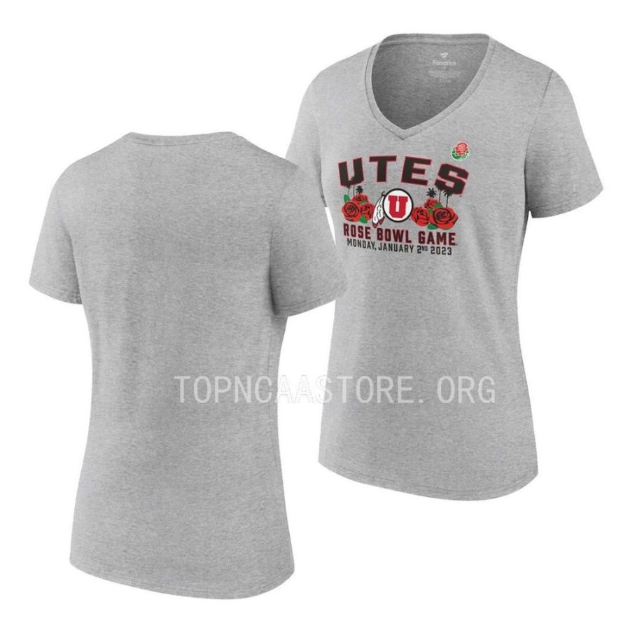 utah utes gray 2023 rose bowl v neckgameday stadium women t shirt scaled