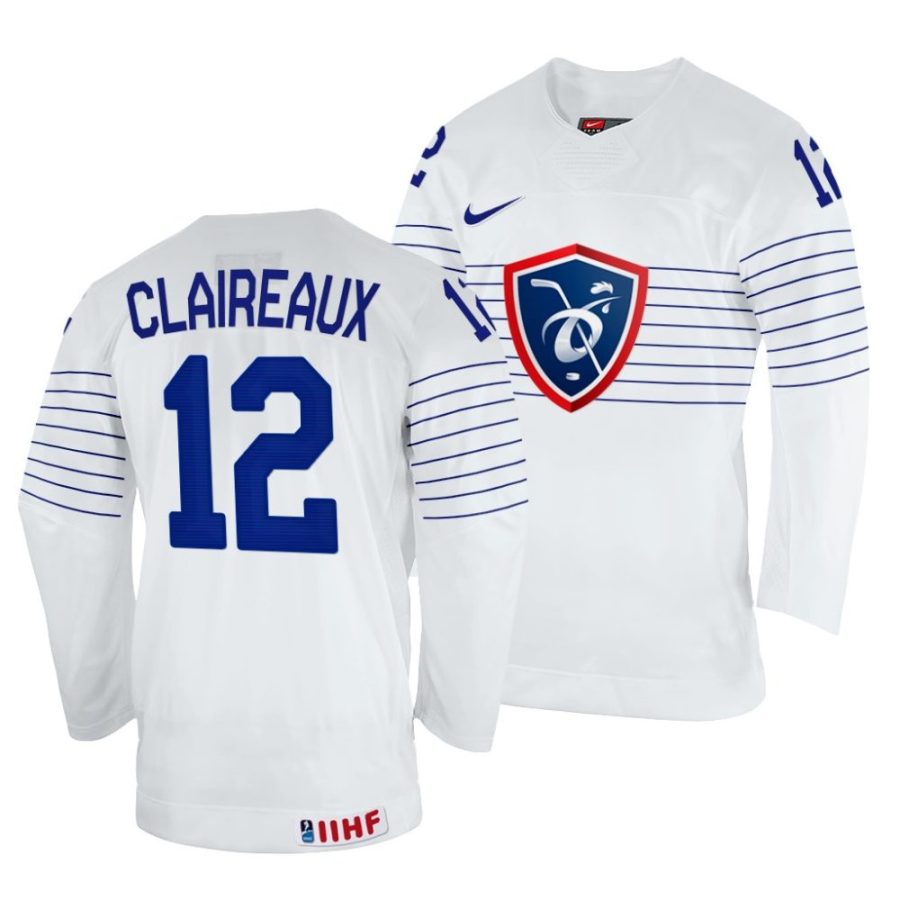 valentin claireaux white 2022 iihf world championship france home jersey scaled