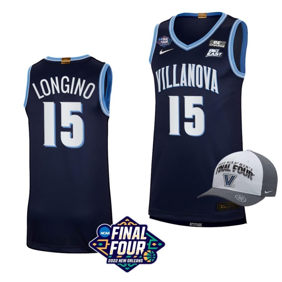 villanova wildcats jordan longino 2022 march madness final four free hat navy jersey scaled