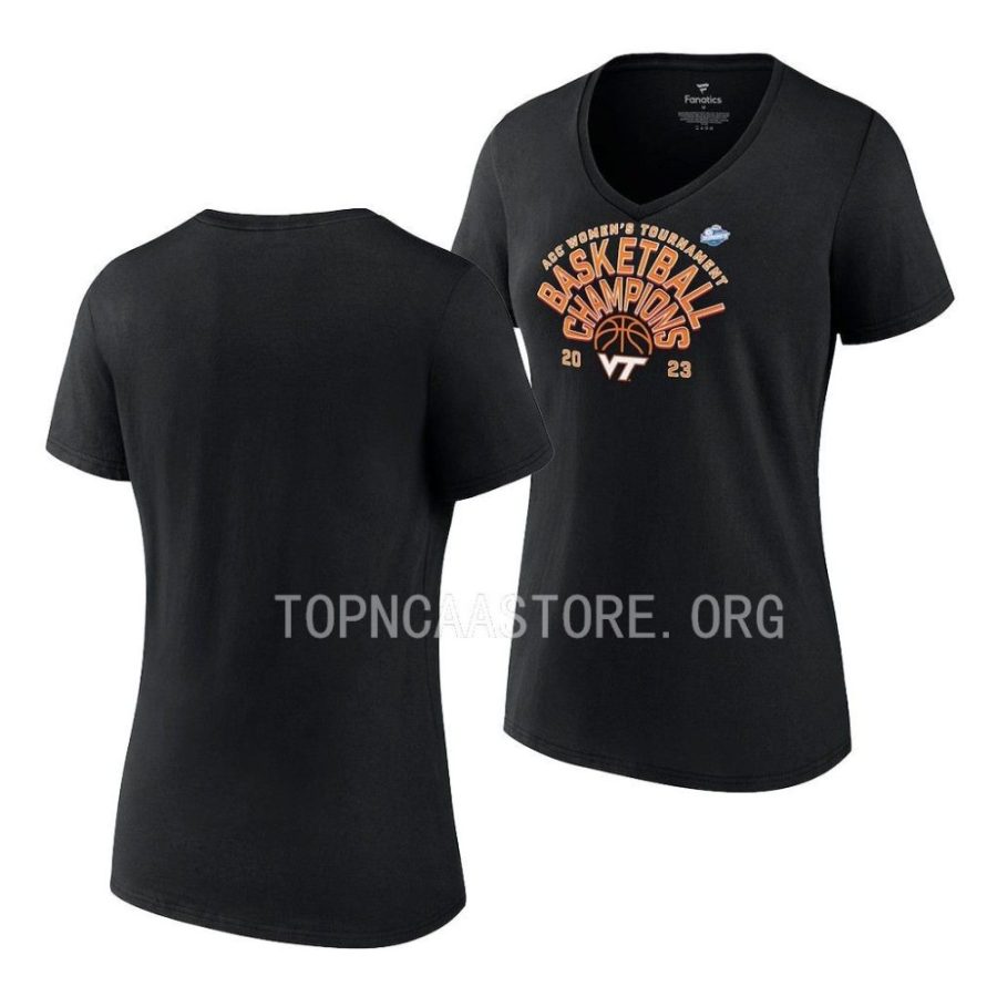 virginia tech hokies black 2023 acc conference tournament champs womens basketball women t shirt scaled