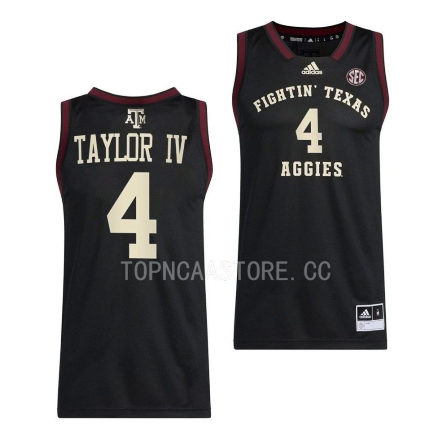 wade taylor iv texas am aggies 2022 23swingman basketball black jersey scaled