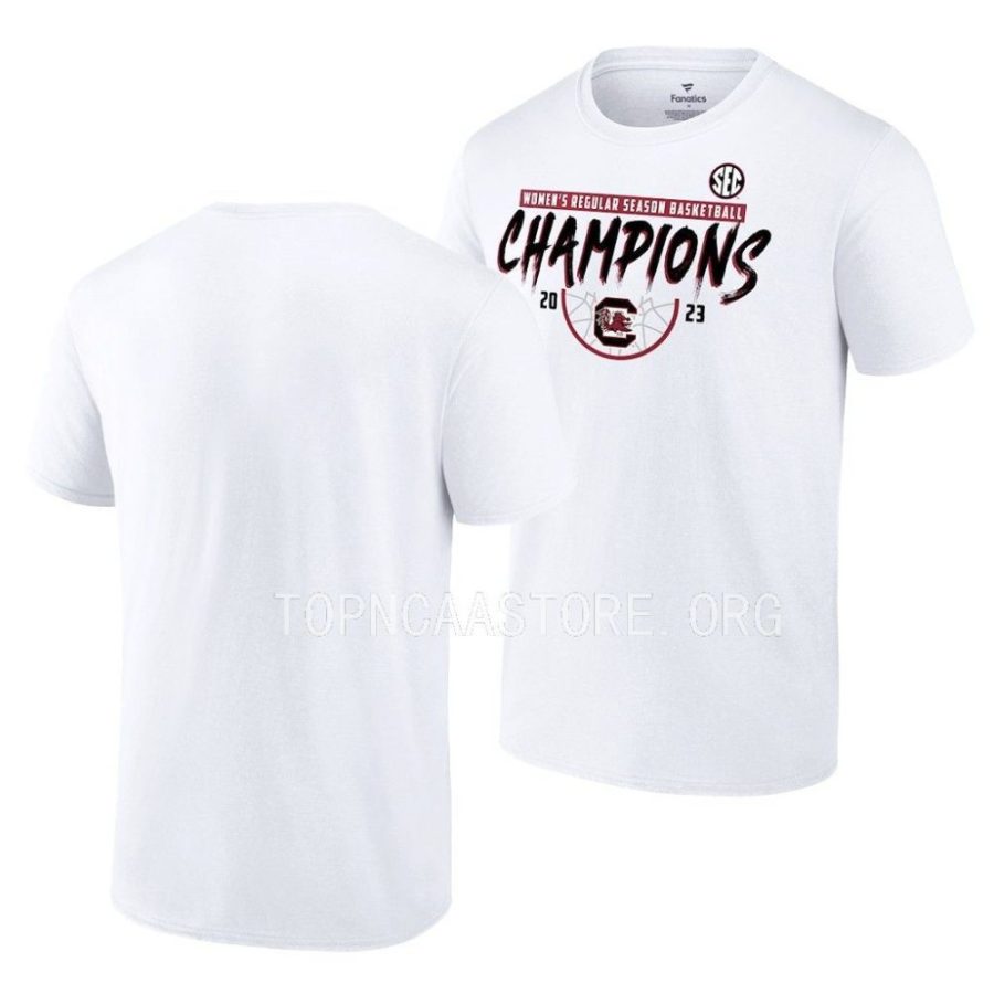 white 2023 sec womens basketball regular season champs south carolina gamecocks men shirt scaled