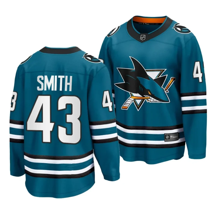 william smith sharks 2023 nhl draft teal home men jersey scaled