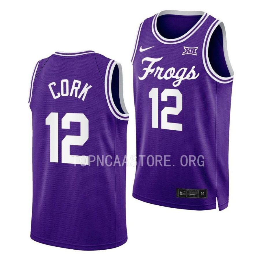 xavier cork tcu horned frogs 2022 23retro basketball purple jersey scaled