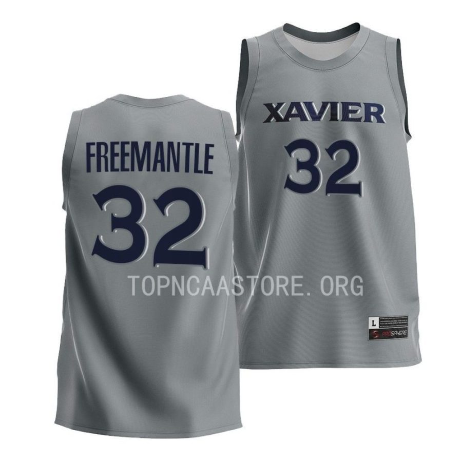 zach freemantle xavier musketeers college basketball gray jersey scaled