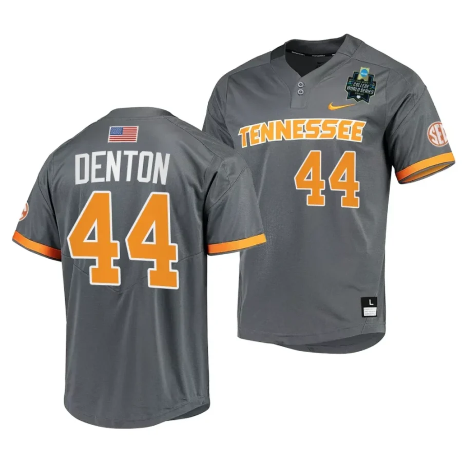 zane denton tennessee volunteers gray2023 ncaa baseball college world series menomaha 8 jersey scaled