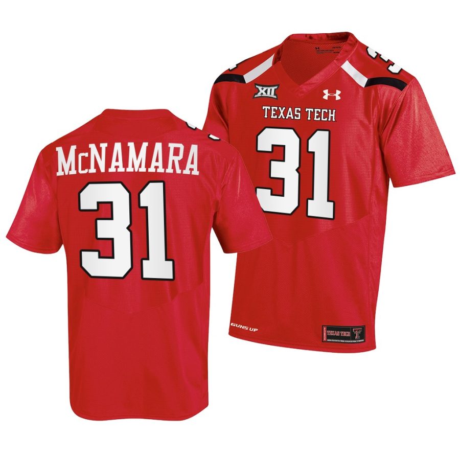 2022 23 texas tech red raiders austin mcnamara red college football jersey