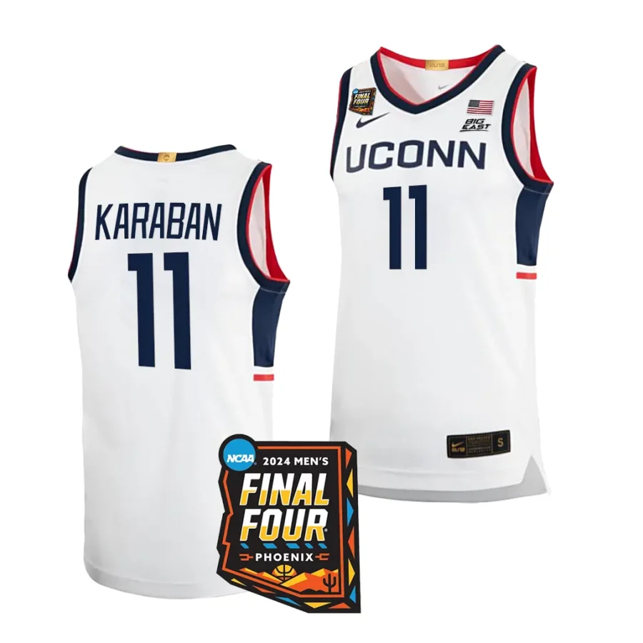 alex karaban white 2024 ncaa march madness final four uconn huskieslimited basketball jersey
