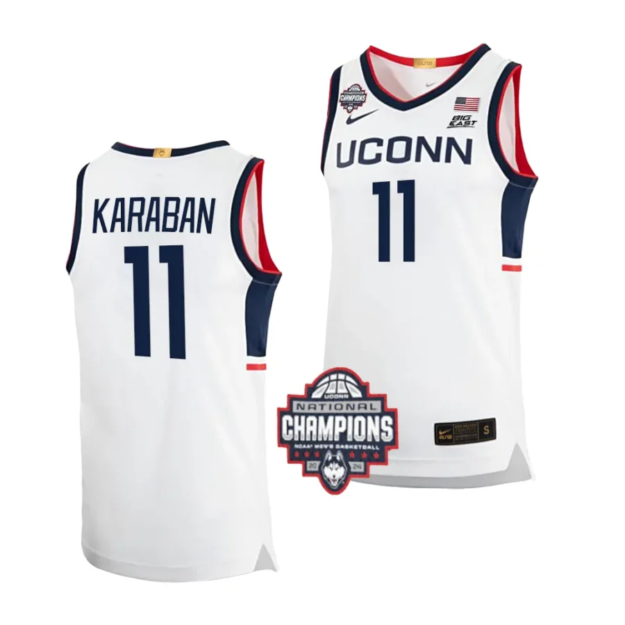 alex karaban white 2024 ncaa men's basketball national champions uconn huskieselite jersey