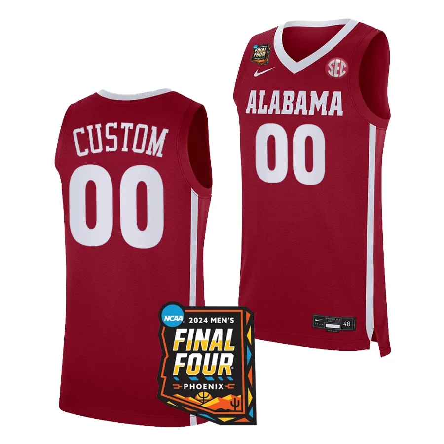 custom alabama crimson tide crimson2024 ncaa march madness final four mens basketballmen jersey