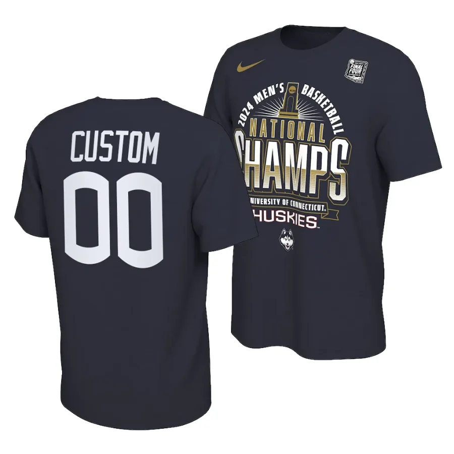 custom locker room 2024 ncaa men's basketball national champions navy t shirts