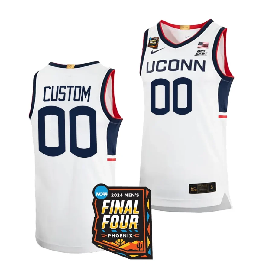 custom white 2024 ncaa march madness final four uconn huskieslimited basketball jersey