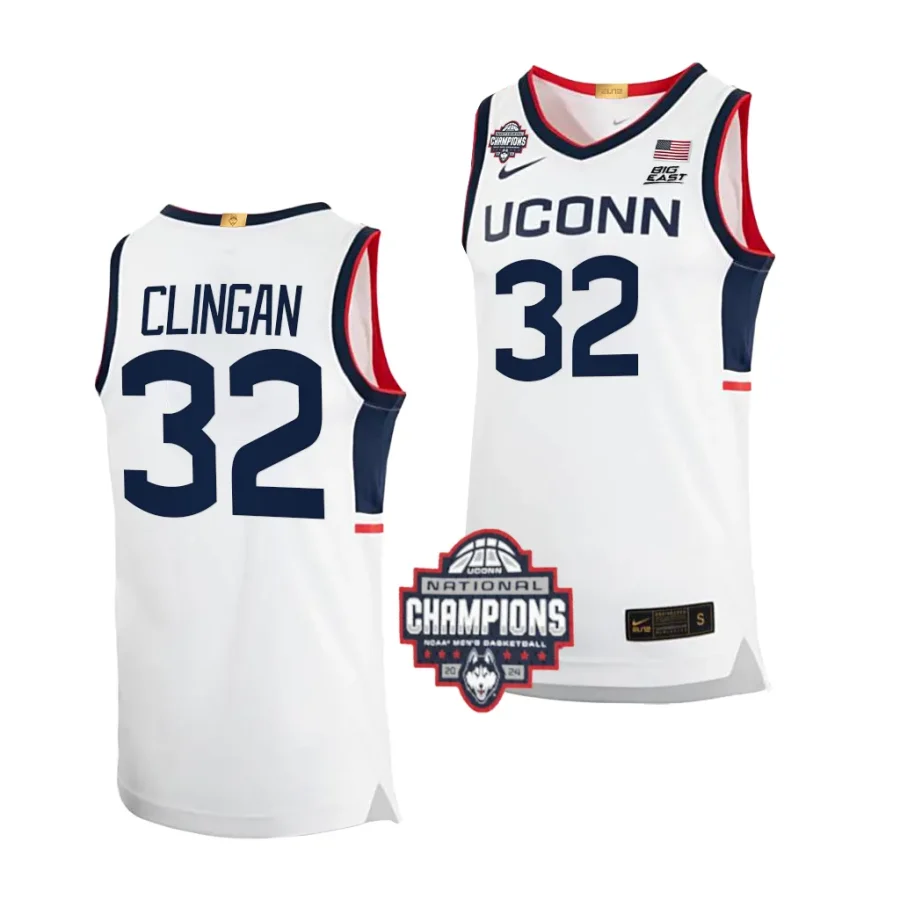 donovan clingan white 2024 ncaa men's basketball national champions uconn huskieselite jersey