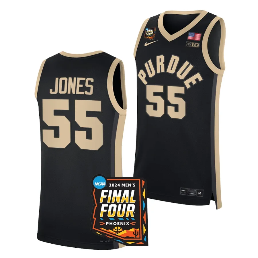 lance jones black 2024 ncaa march madness final four mens basketball jersey