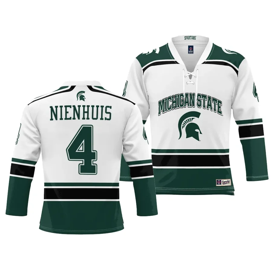 michigan state spartans nash nienhuis ice hockey white nil jersey