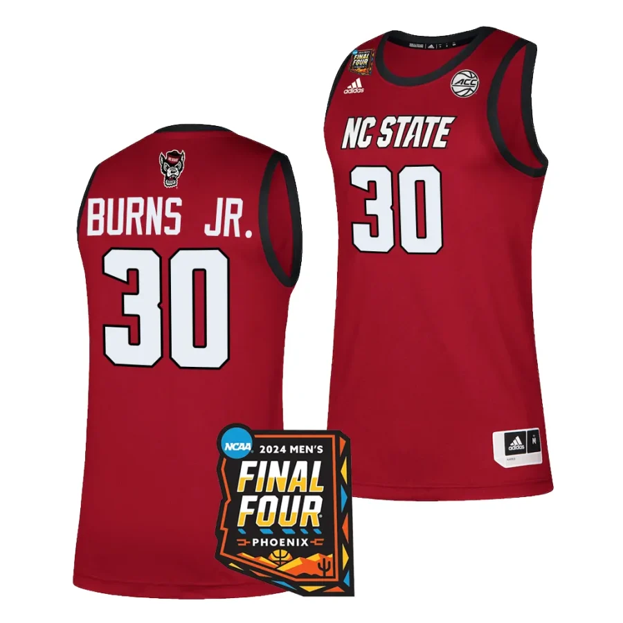 nc state wolfpack d.j. burns jr. 2024 ncaa march madness final four mens basketball red jersey