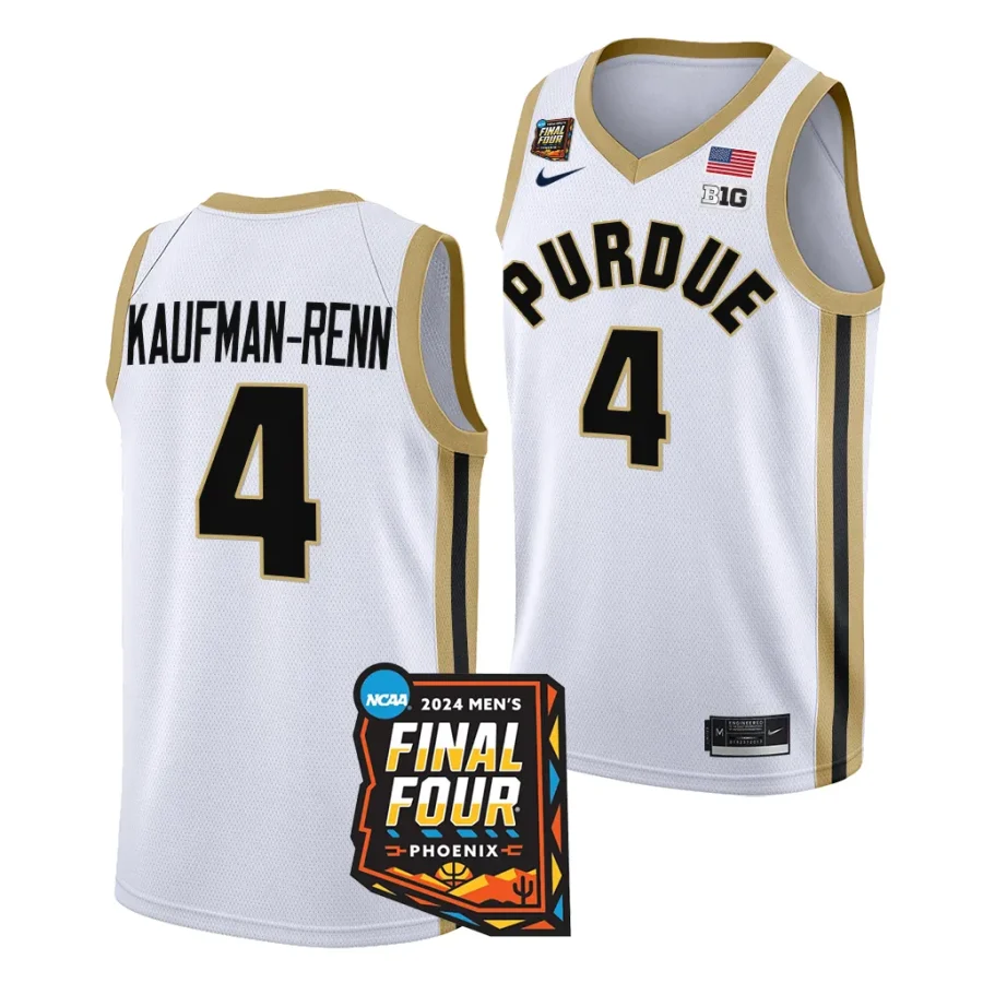 purdue boilermakers trey kaufman renn 2024 ncaa march madness final four mens basketball white jersey