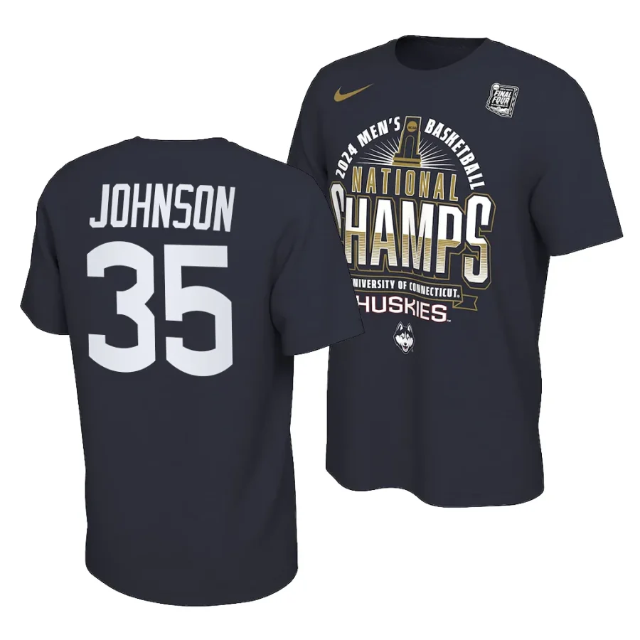 samson johnson locker room 2024 ncaa men's basketball national champions navy t shirts