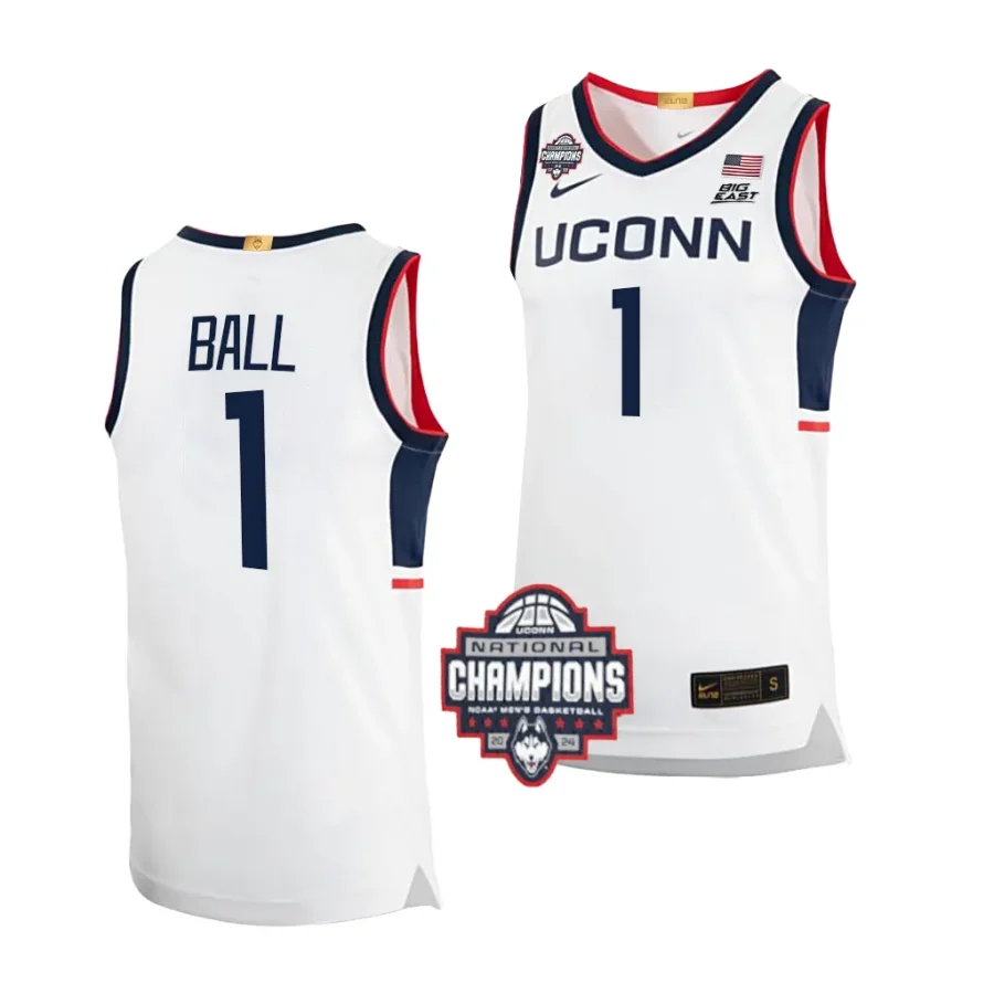 solomon ball white 2024 ncaa men's basketball national champions uconn huskieselite jersey