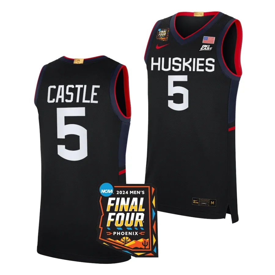 stephon castle uconn huskies navy2024 ncaa march madness final four elite basketballmen jersey