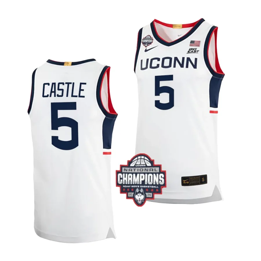 stephon castle white 2024 ncaa men's basketball national champions uconn huskieselite jersey