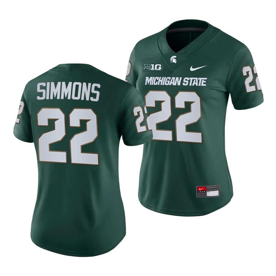 2021 22 michigan state spartans jordon simmons green college football game womenjersey