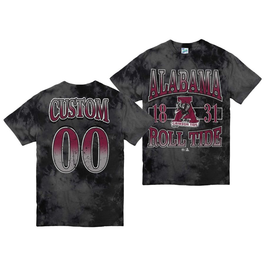 alabama crimson tide custom black vintage tubular retro tie dye t shirt