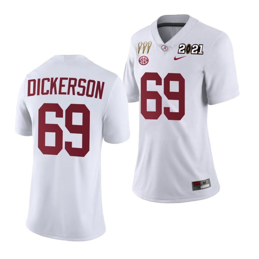 alabama crimson tide landon dickerson white 3x cfp national championship limited women's jersey