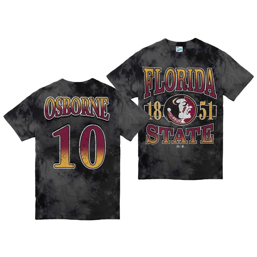 florida state seminoles malik osborne black vintage tubular retro tie dye t shirt