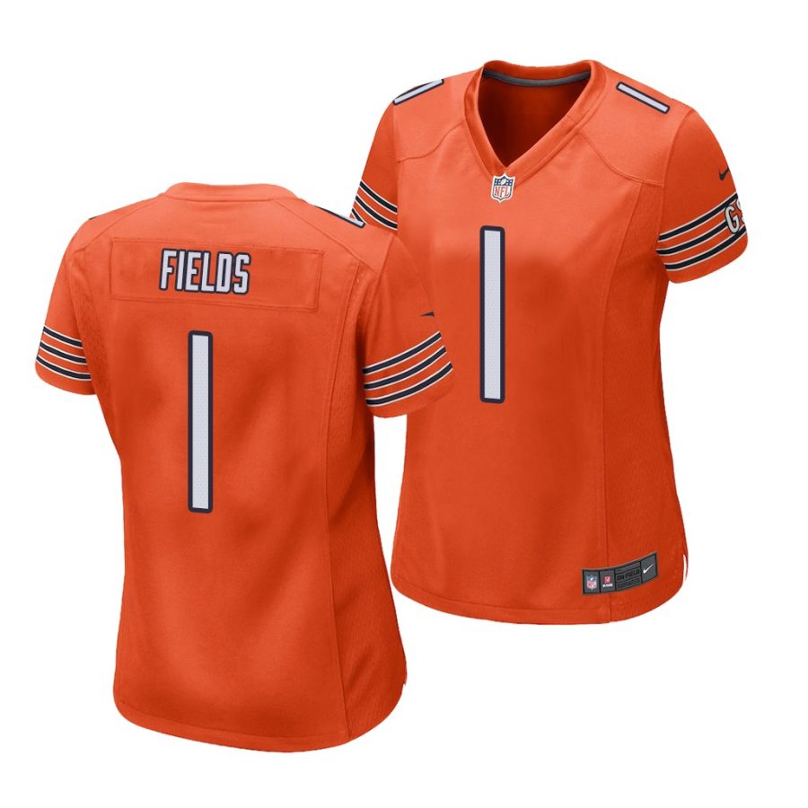 justin fields bears 2021 nfl draft game women's orange jersey