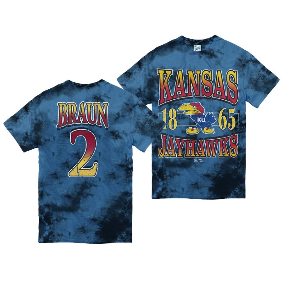 kansas jayhawks christian braun blue vintage tubular retro tie dye t shirt